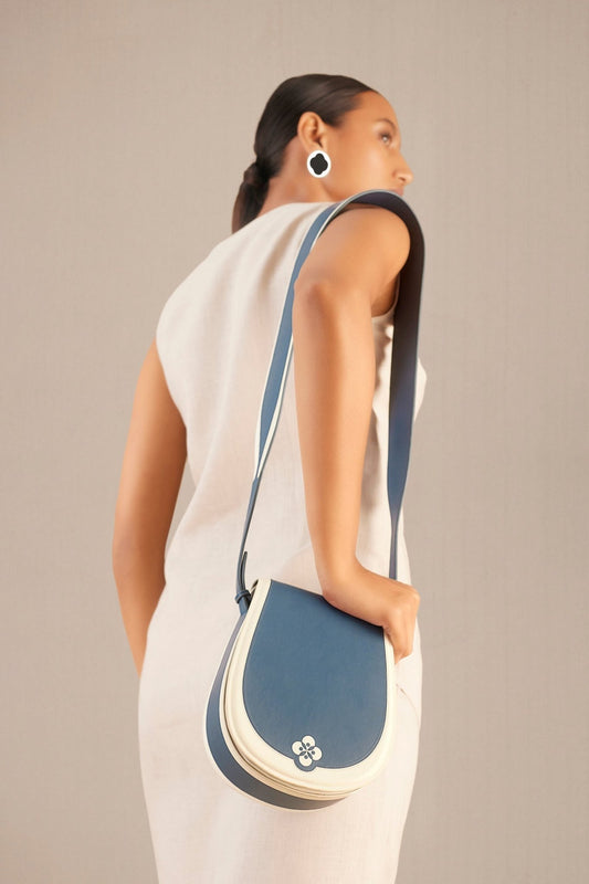 Faux Leather Izna Crossbody Bag – Blue