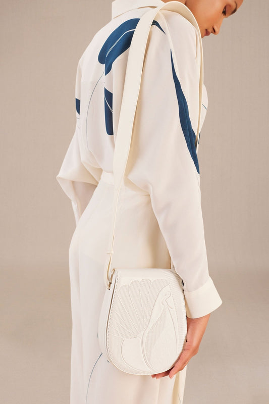 Faux Leather Zyna Sling Bag – Ivory