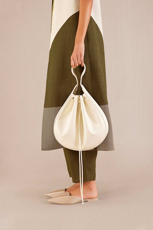 Faux Leather Haya Bucket Bag – Ivory