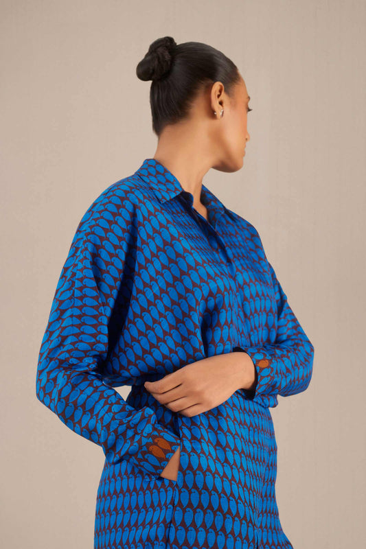 Silk Anahat Shirt Set – Blue