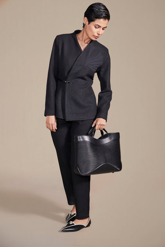 Faux Leather Rahele Tote Bag – Black