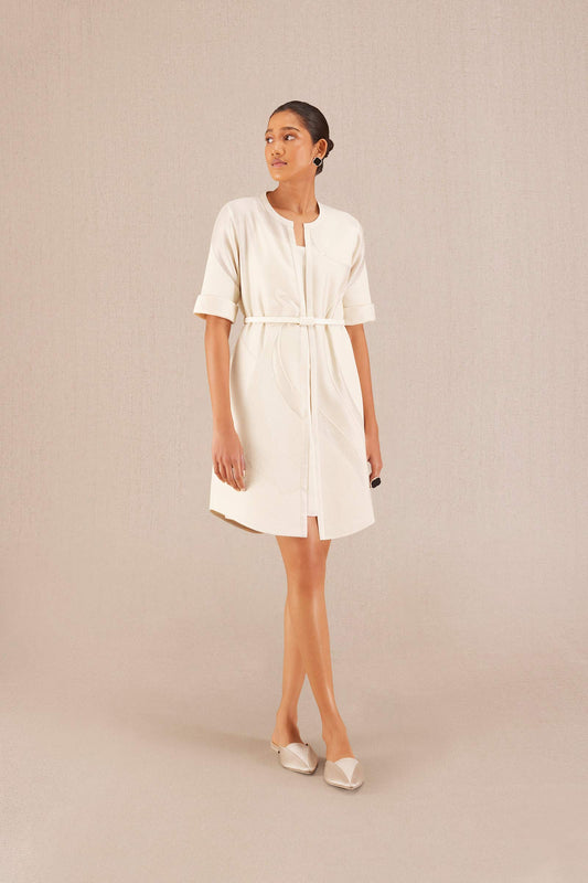 Chanderi Amal Jacket Set – Ivory