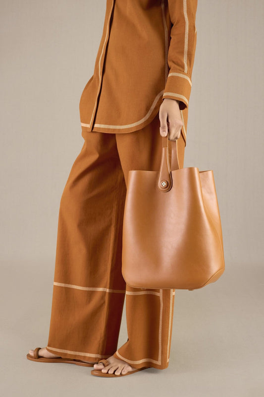 Faux Leather Maira Bucket Bag – Orange