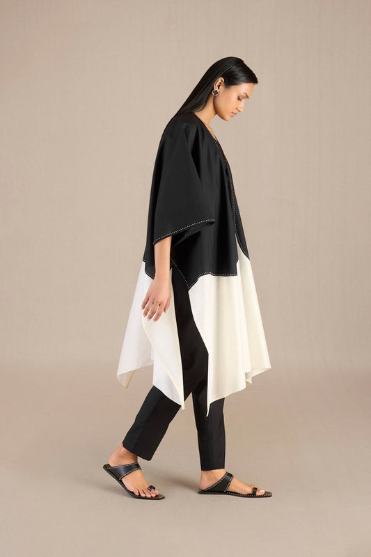 Chanderi Veera Cape Set – Black