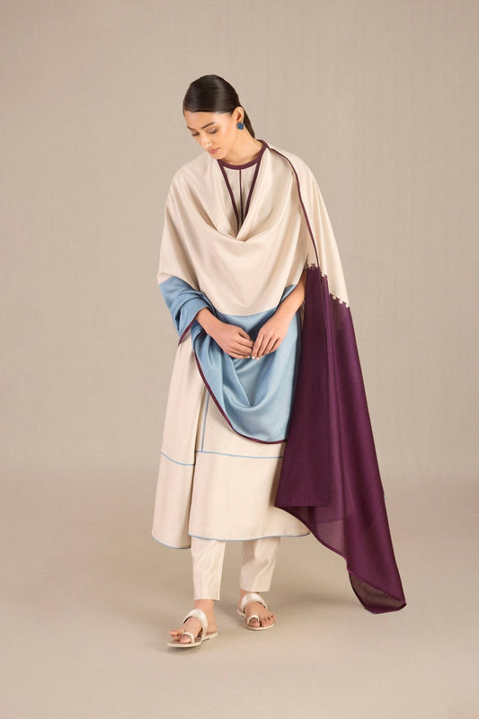 Chanderi Badra Kurta Set – Beige