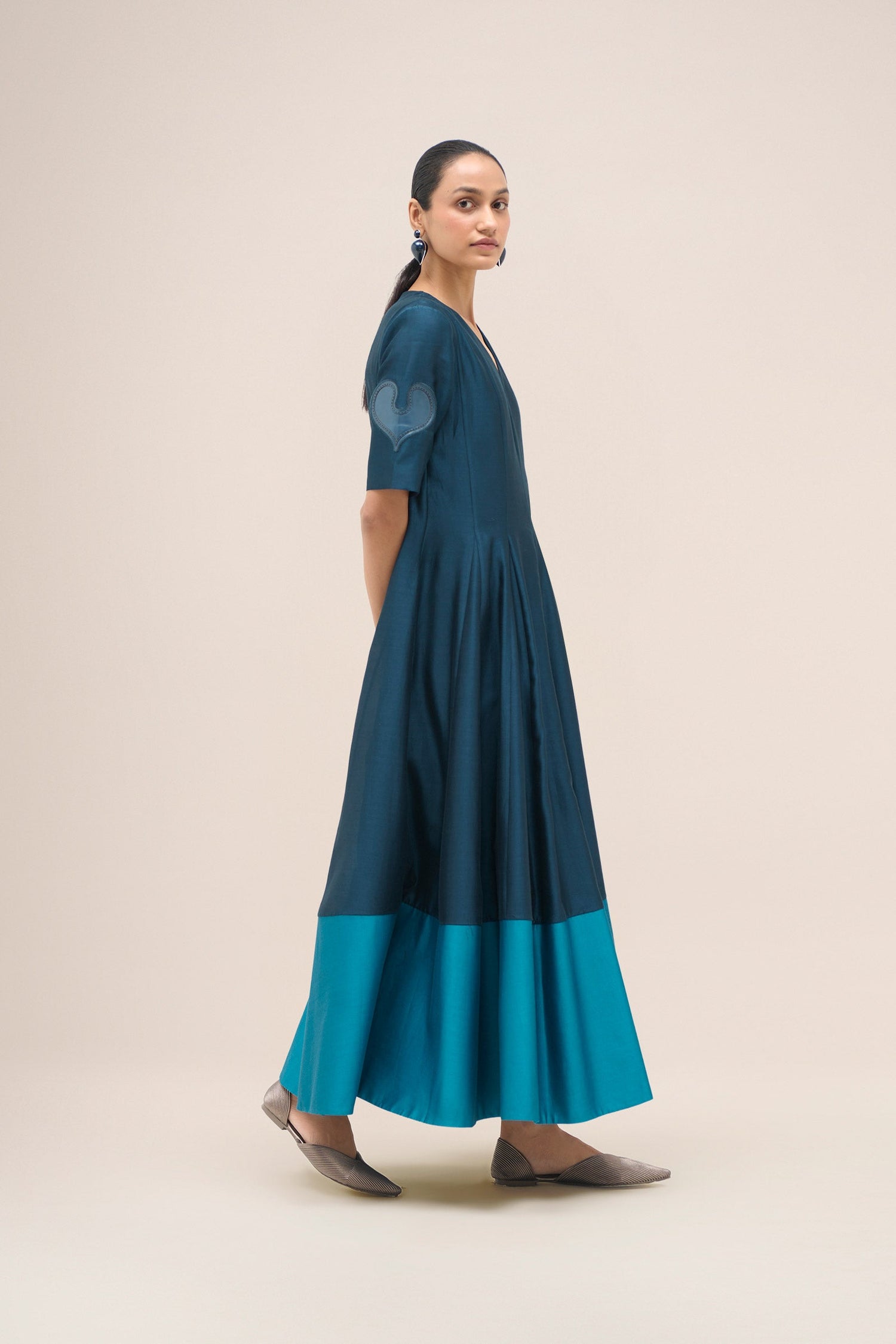  Chanderi Lara Dress – Blue