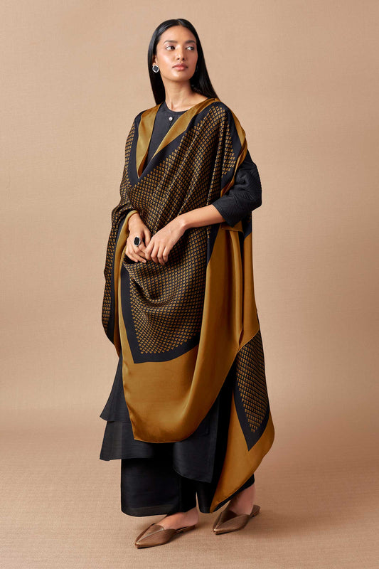 Silk Mumtaz Kurta Set – Brown