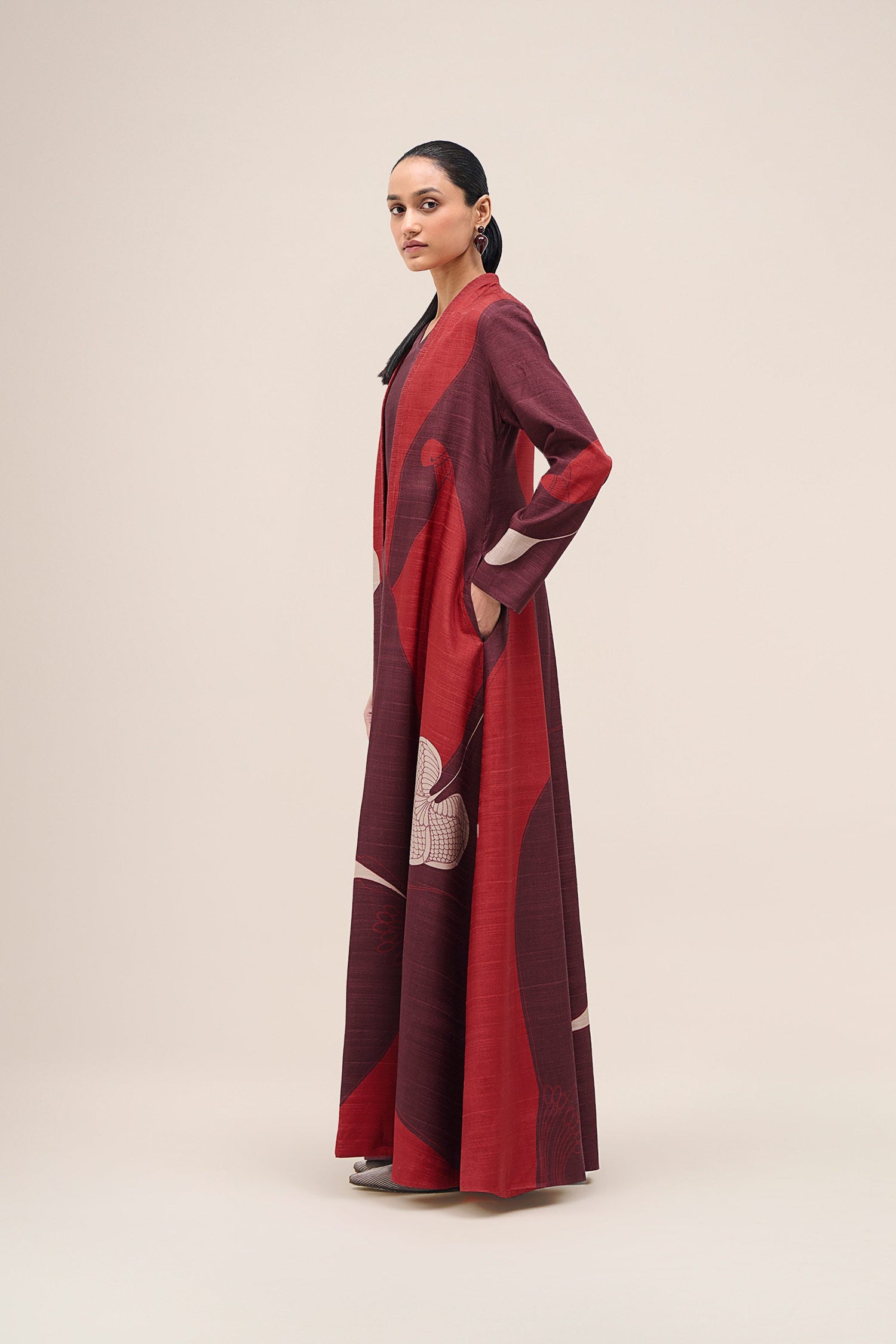  Silk Naaz Abaya Set – Red