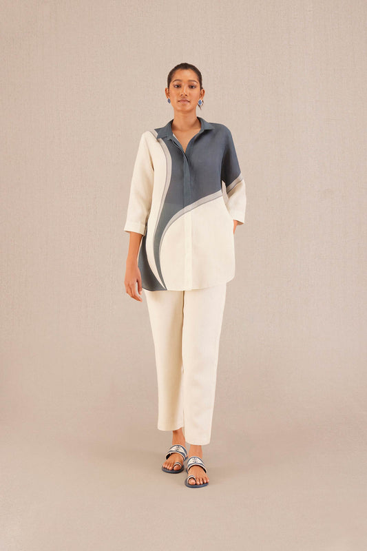 Linen Iqra Shirt Set – Blue