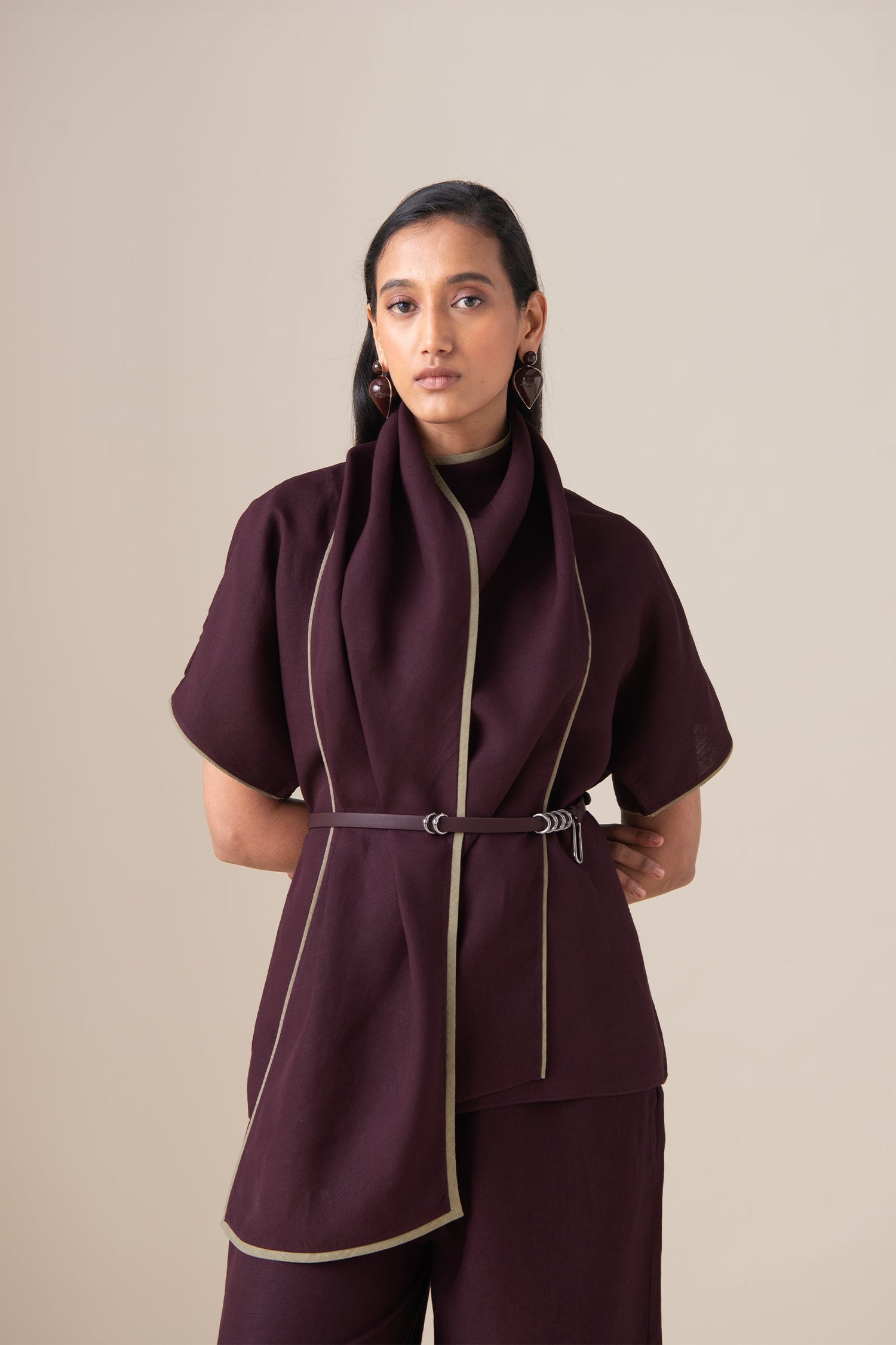  Linen Dilnami Top Set – Red