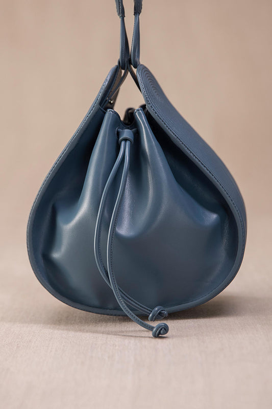 Leather Razia Bucket Bag – Blue
