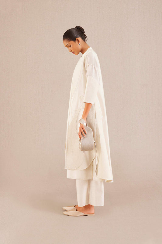 Chanderi Afza Jacket Set – Ivory