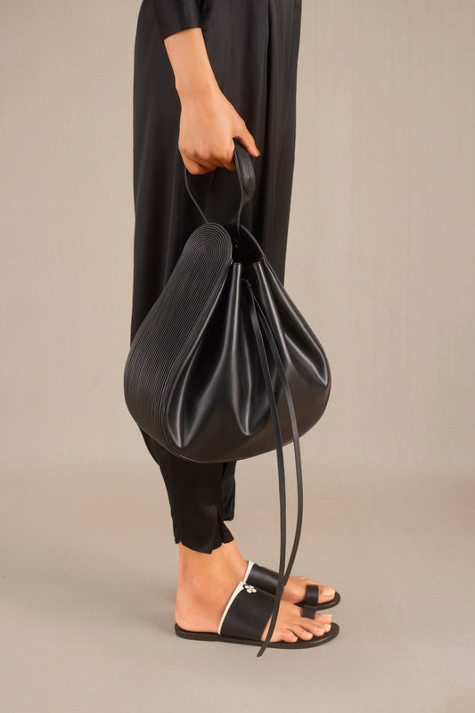 Faux Leather Haya Bucket Bag – Black