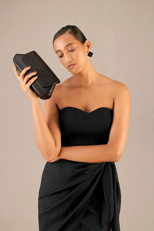Faux Leather Azra Clutch – Black