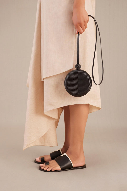 Faux Leather Aiza Sling Bag – Black