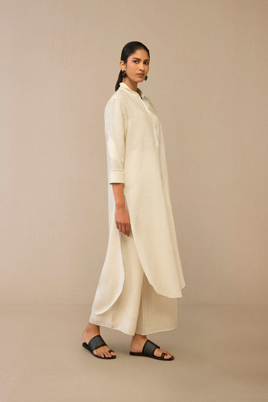 Linen Dilafrooz Tunic Set – Ivory