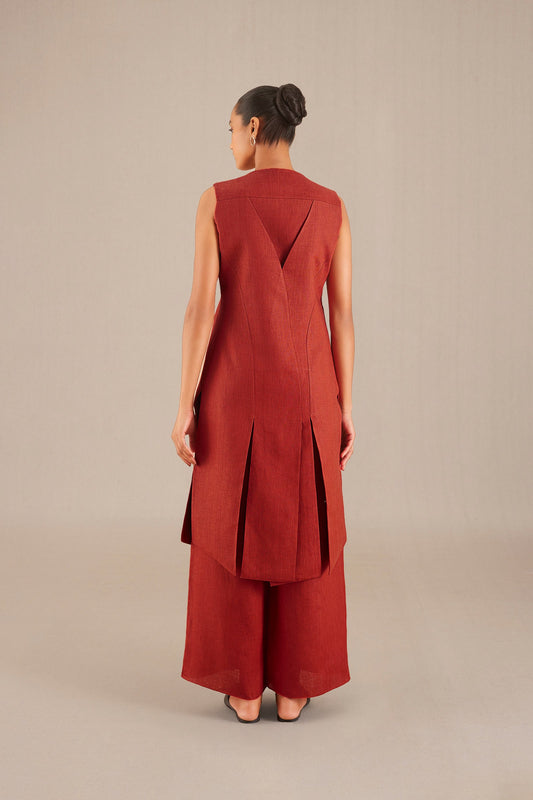 Linen Nailah Tunic Set – Red