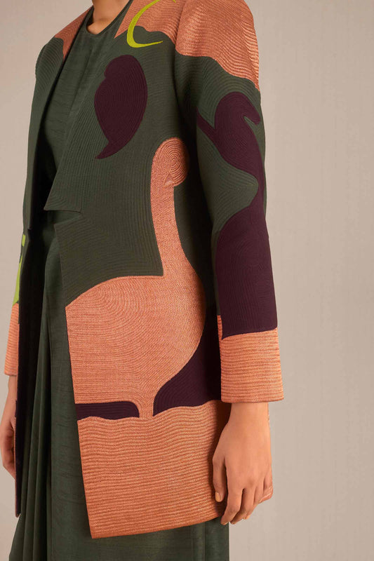Chanderi Iyka Jacket Set – Green