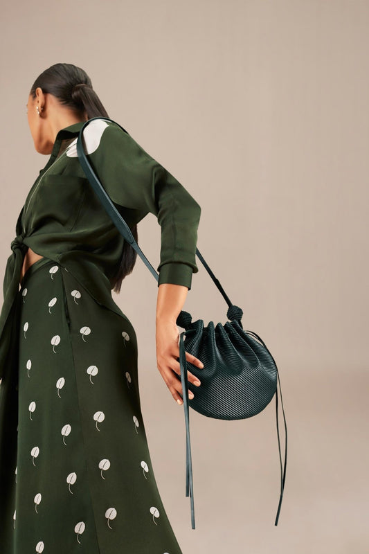 Faux Leather Aalema Sling Bag – Green