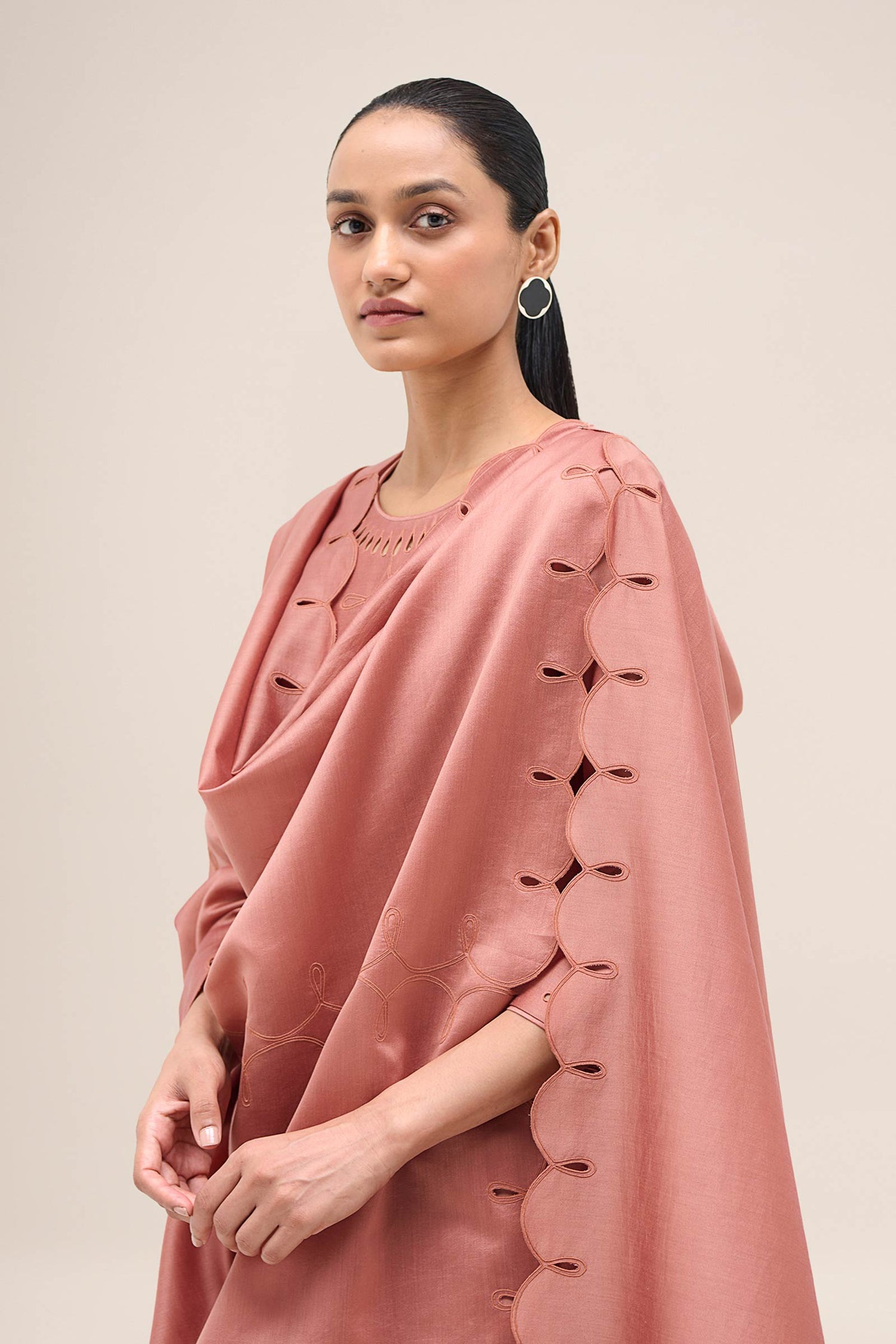  Chanderi Svara Kurta Set – Pink