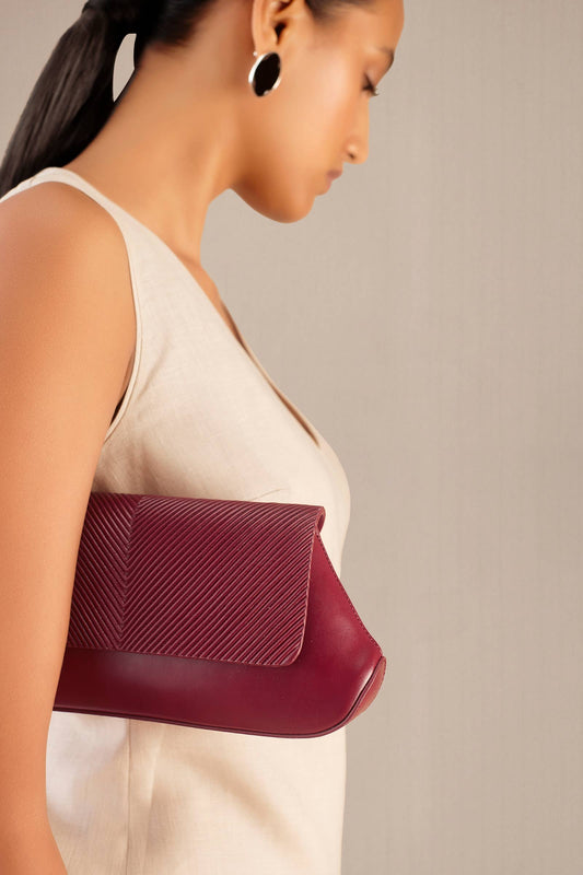 Faux Leather Azra Clutch – Red