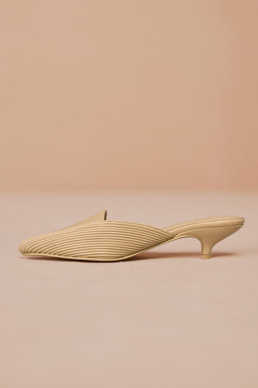 Faux Leather Zalea Heels – Beige