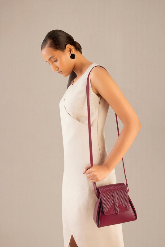 Faux Leather Naia Shoulder Bag – Red