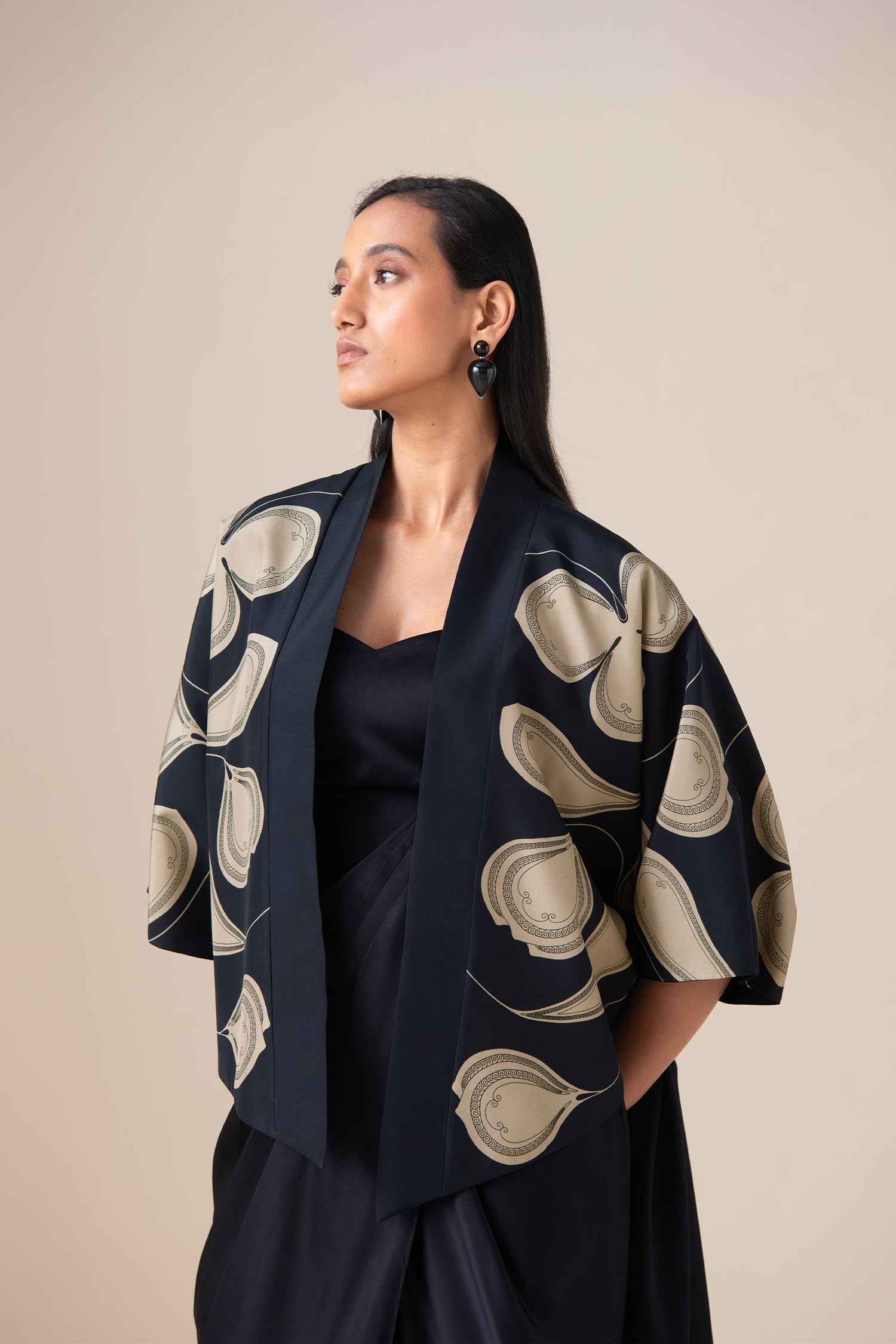  Habutai Sidra Jacket Set – Black