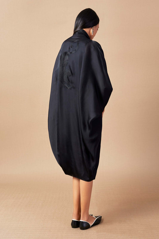 Organza Myrah Cape Set – Black