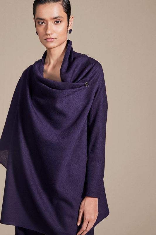 Wool Alya Cape Set – Purple