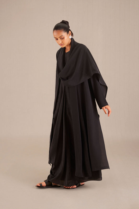 Crepe Inaara Abaya Set – Black
