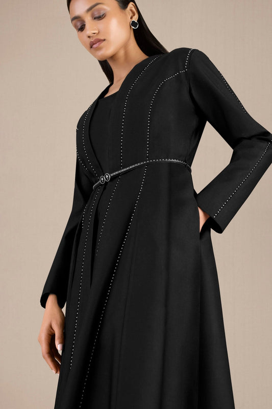 Chanderi Asna Abaya Set – Black