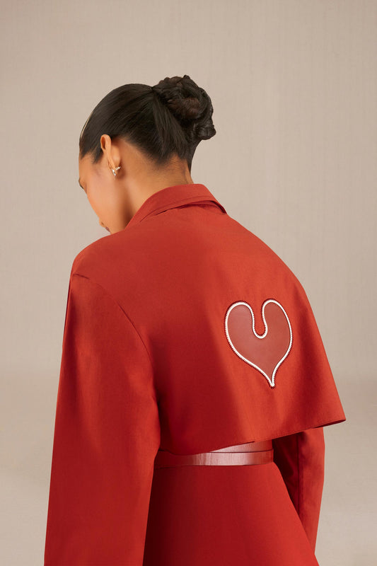 Cotton Aidah Shirt Co-ord Set – Red