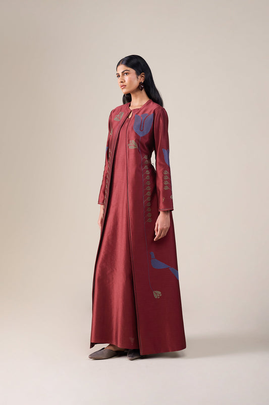 Chanderi Maliah Abaya Set – Green