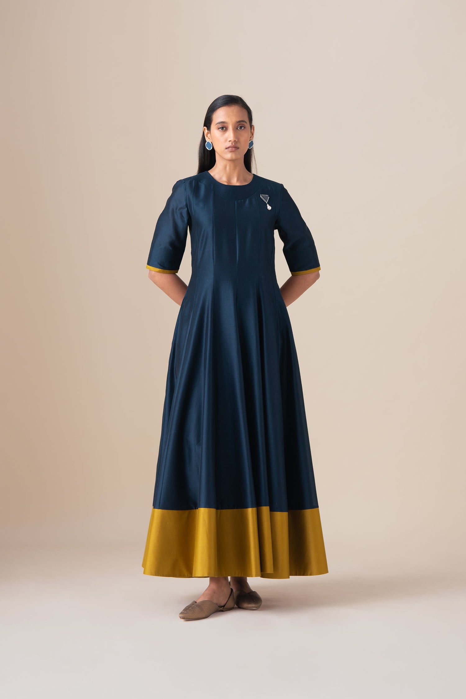  Chanderi Omira Kurta Set – Blue