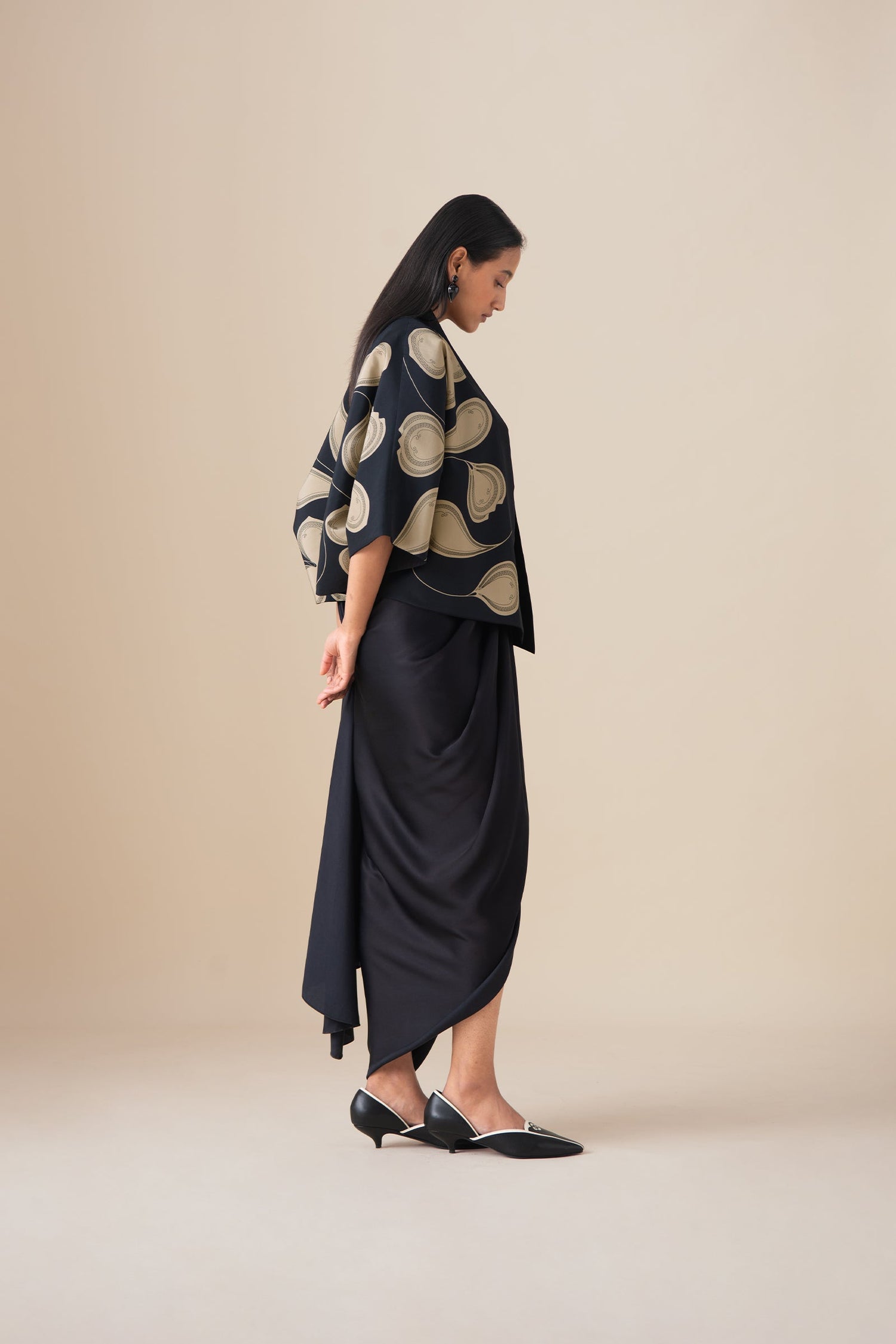  Habutai Sidra Jacket Set – Black