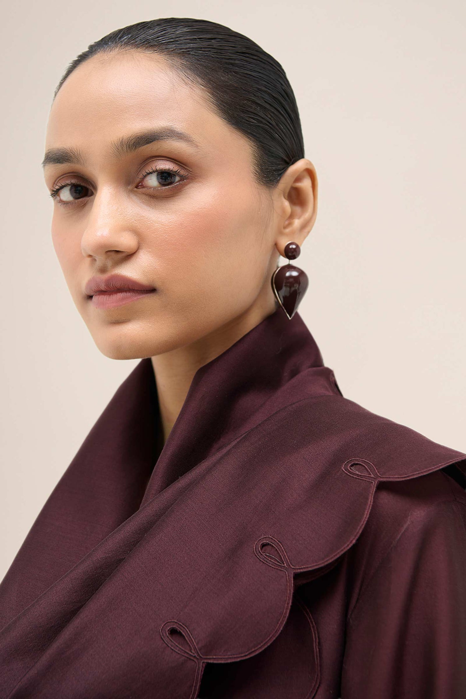  Chanderi Asrah Jacket Set – Red