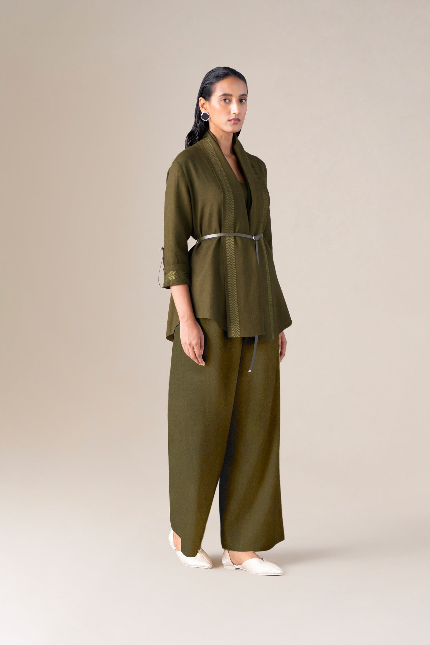  Wool Samiah Cape – Green