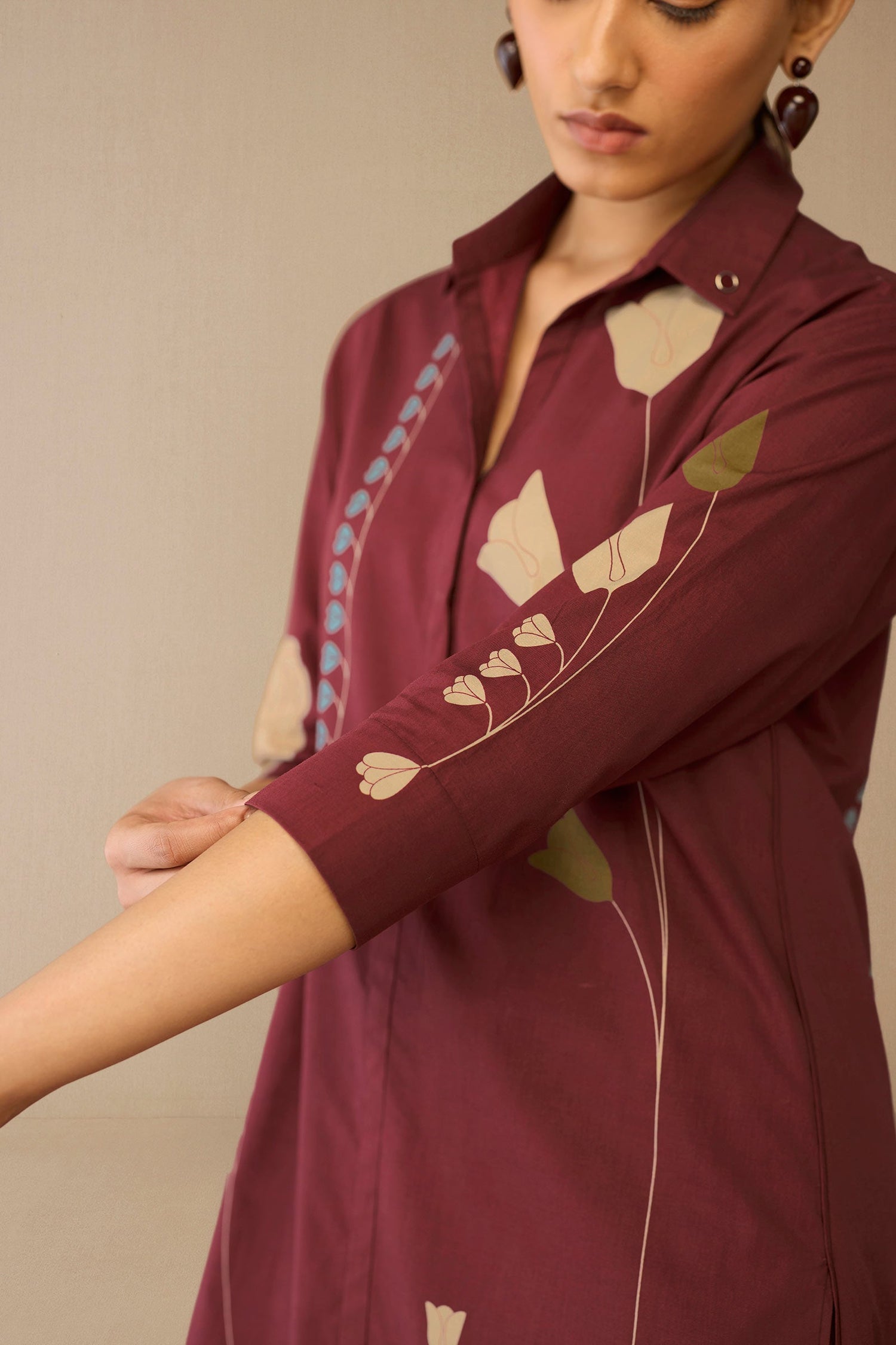  Cotton Parisa Tunic Set – Red
