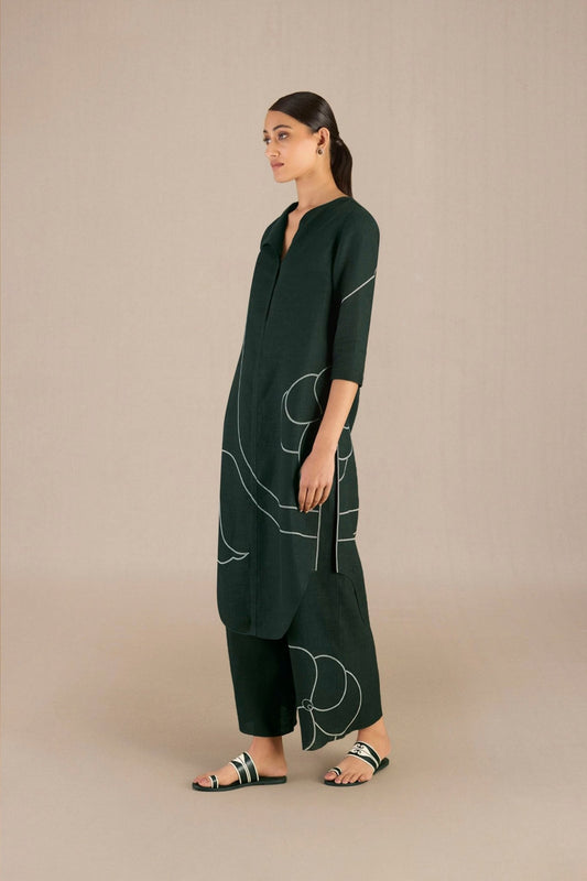 Linen Vardah Tunic Set – Green