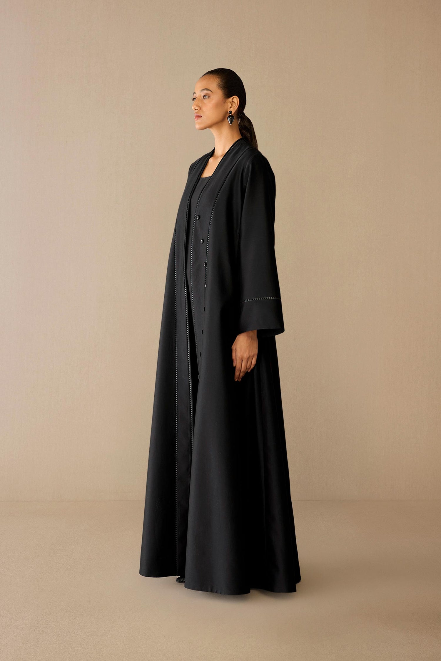  Chanderi Nazia Abaya Set – Black