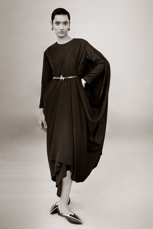 Wool Nura Saree – Black
