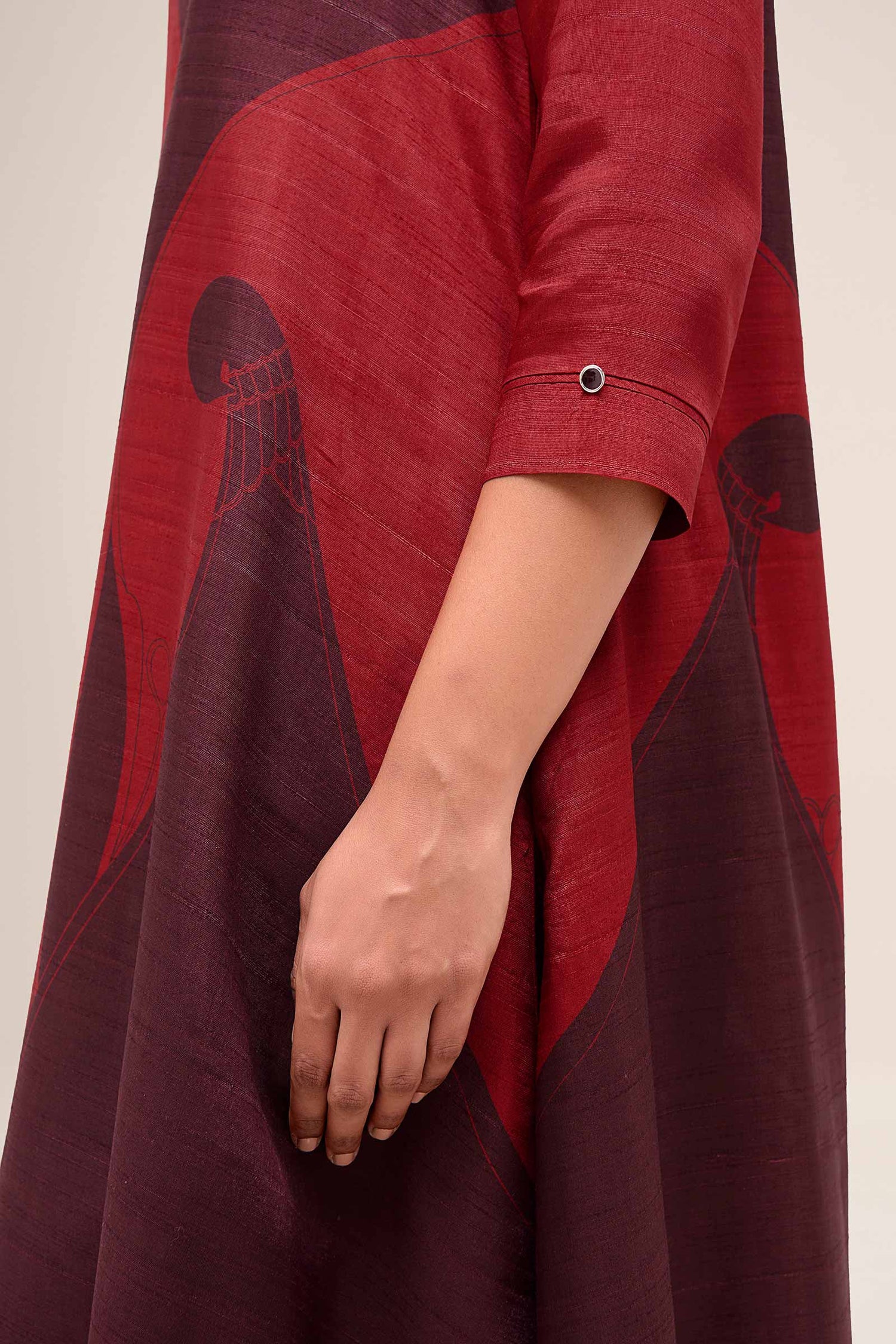  Silk Zoha Tunic Set – Red