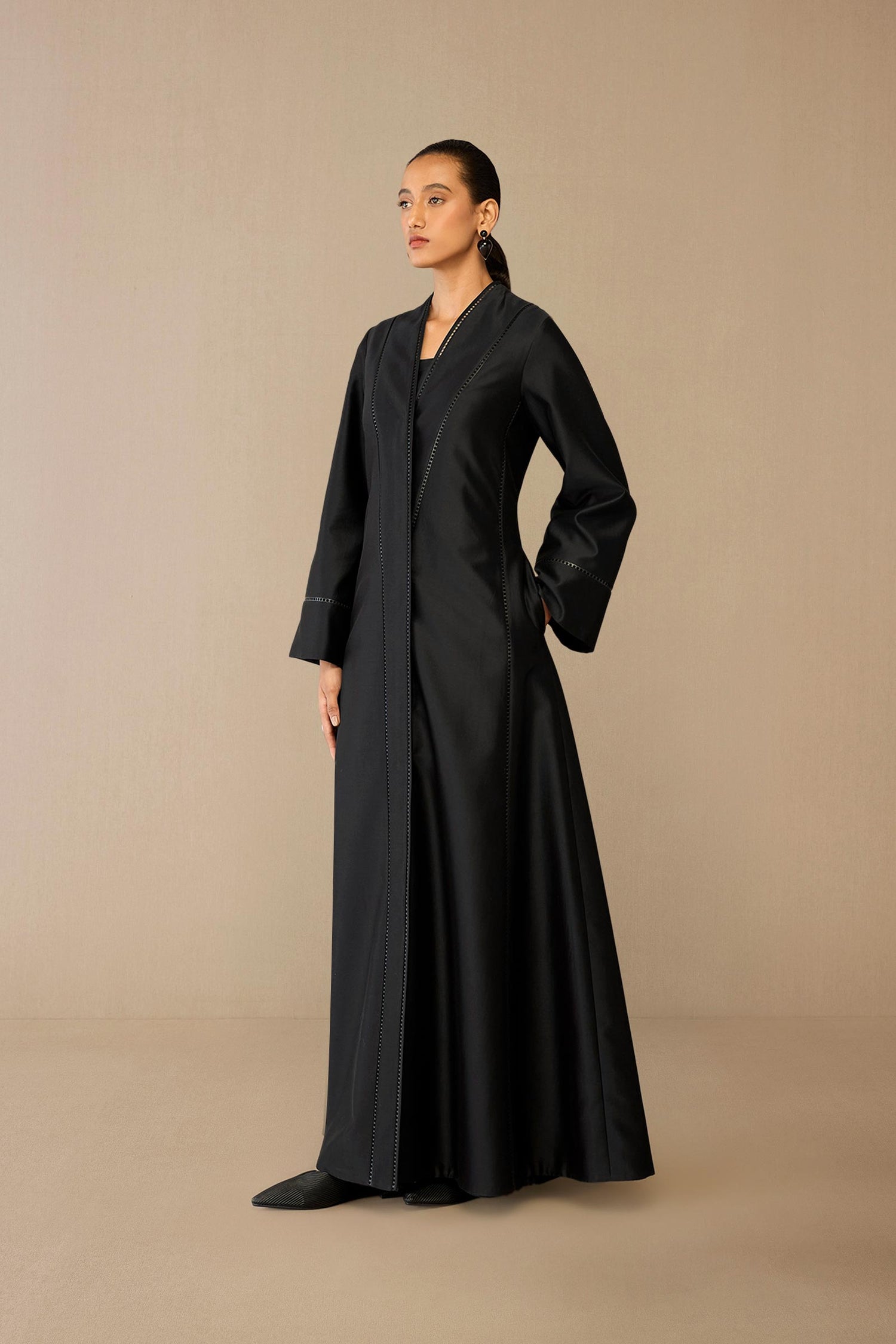  Chanderi Nazia Abaya Set – Black
