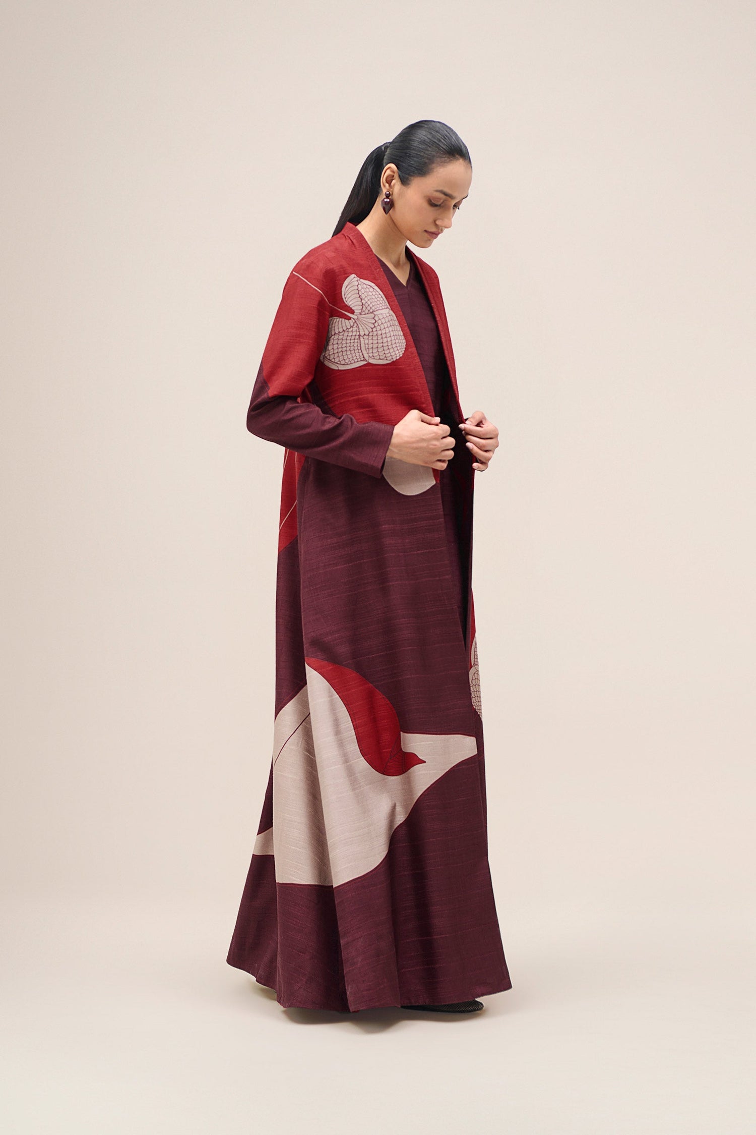  Silk Naaz Abaya Set – Red