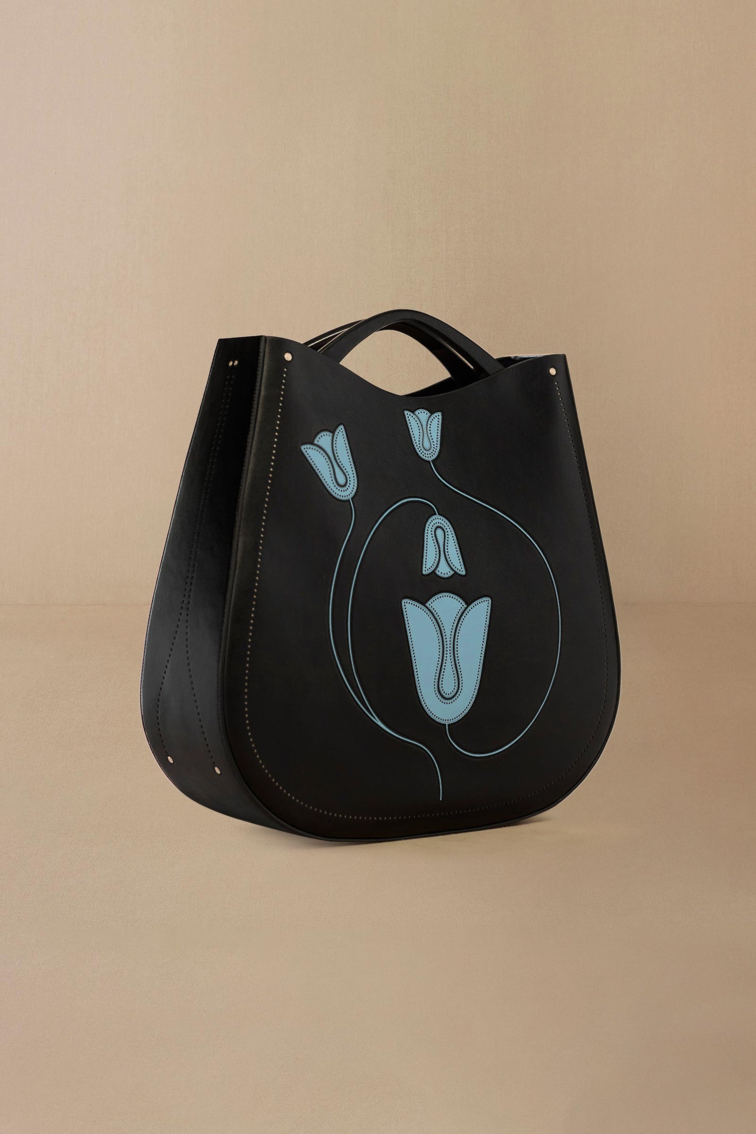  Faux Leather Mesina Tote Bag – Black