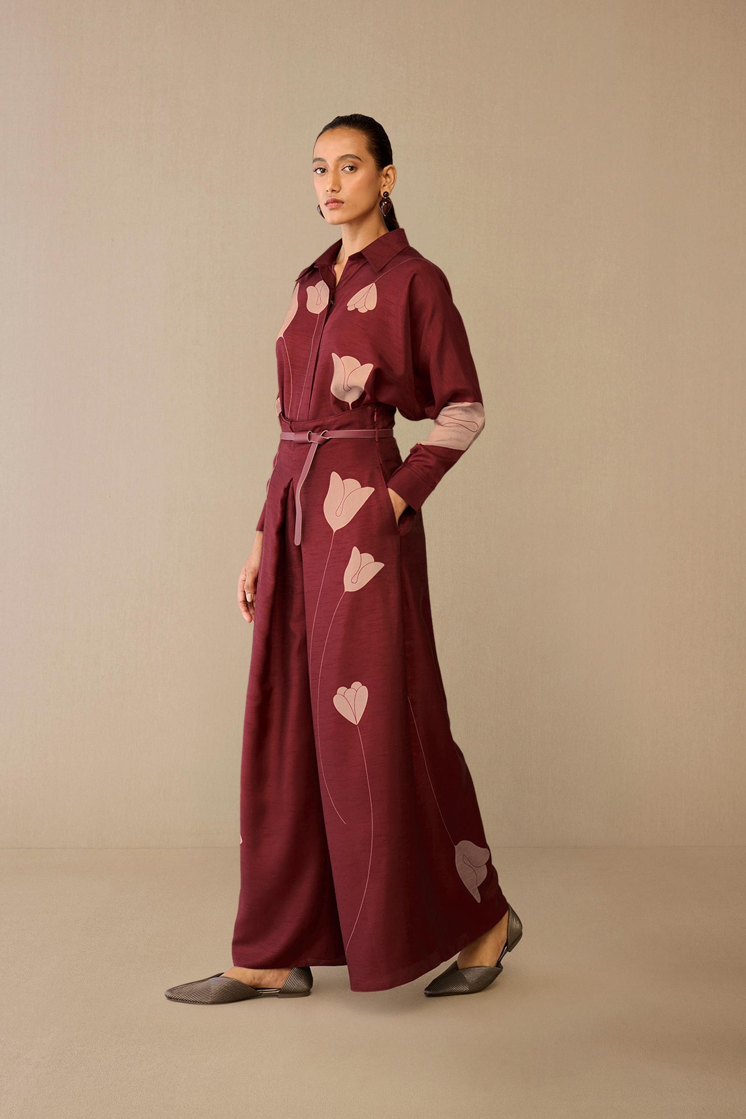  Silk Odele Shirt Set – Red