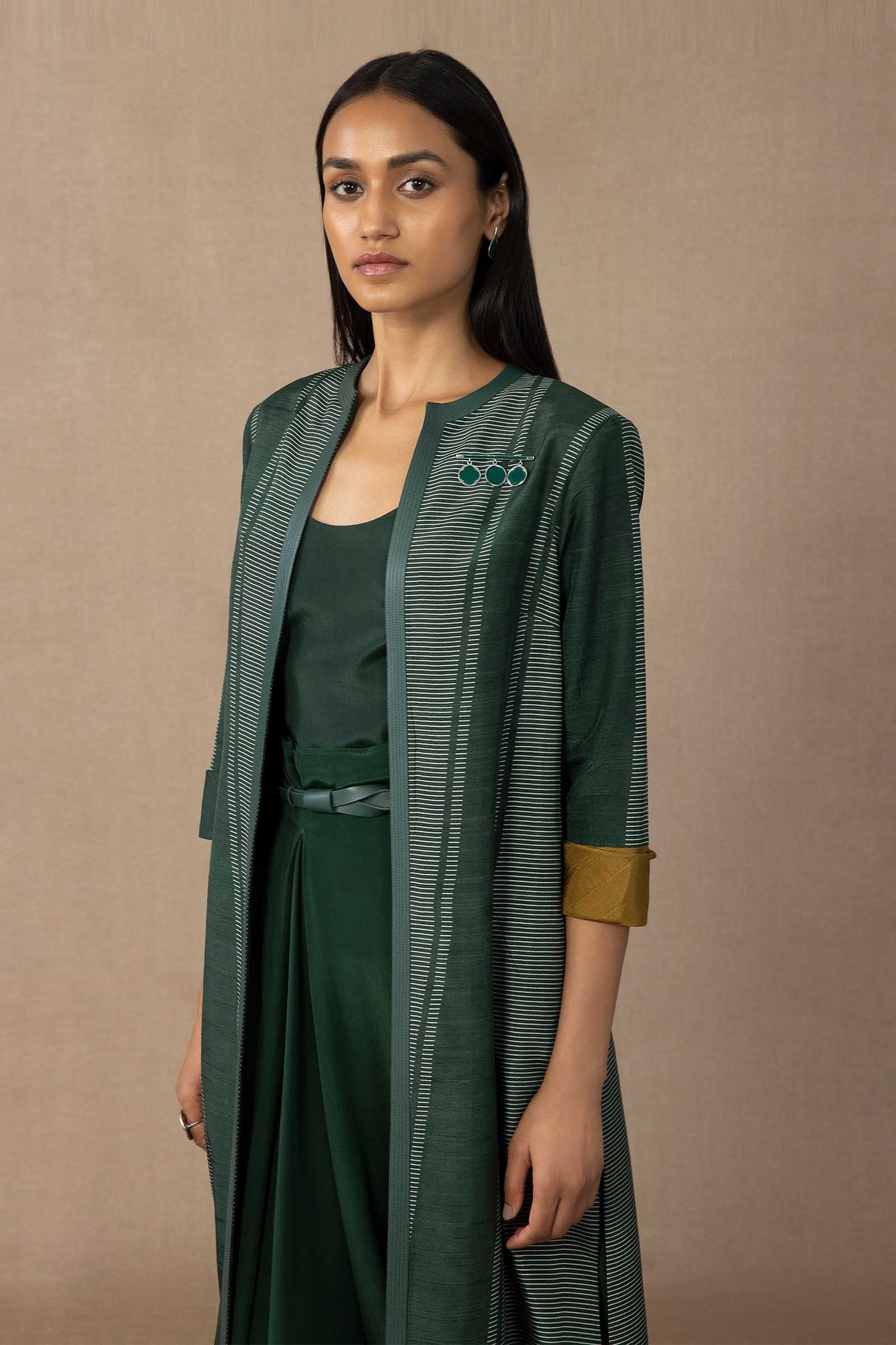 Silk Rysah Jacket Set – Green