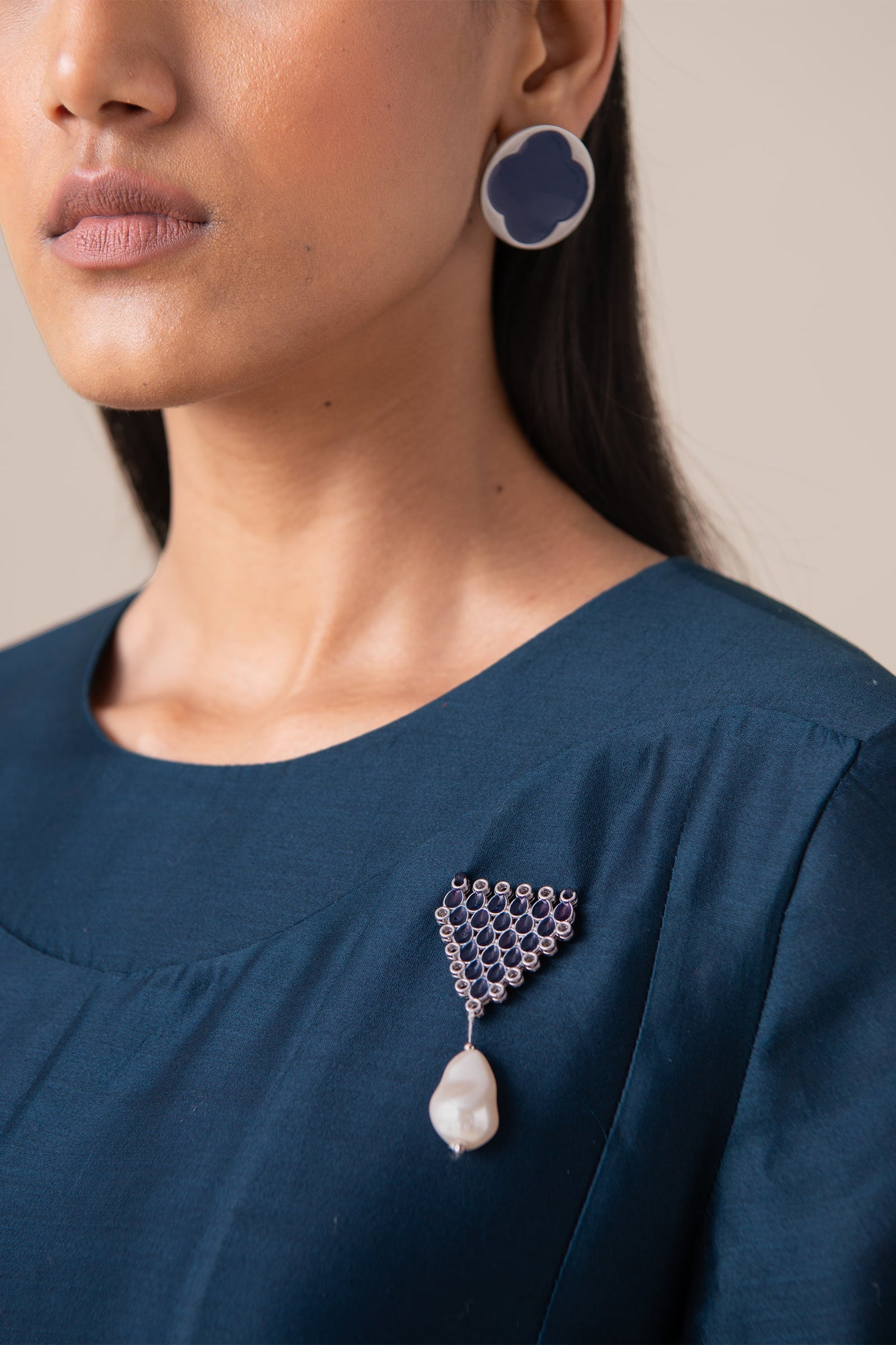  Chanderi Omira Kurta Set – Blue