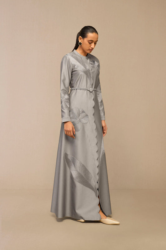 Chanderi Gul Abaya – Grey